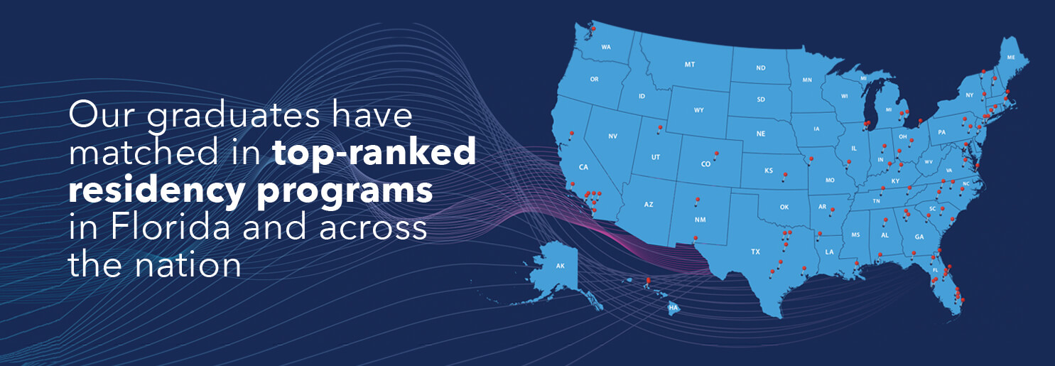 Our graduates have matched in top-ranked residency programs in Florida and across the nation